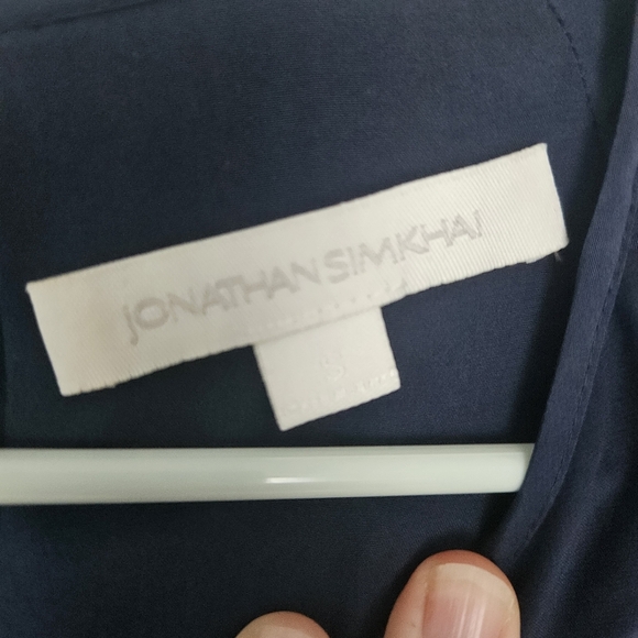 JONATHAN SIMKHAI | Silk Navy Blue Crossbar Romper Jumpsuit | Size S - Picture 6 of 9